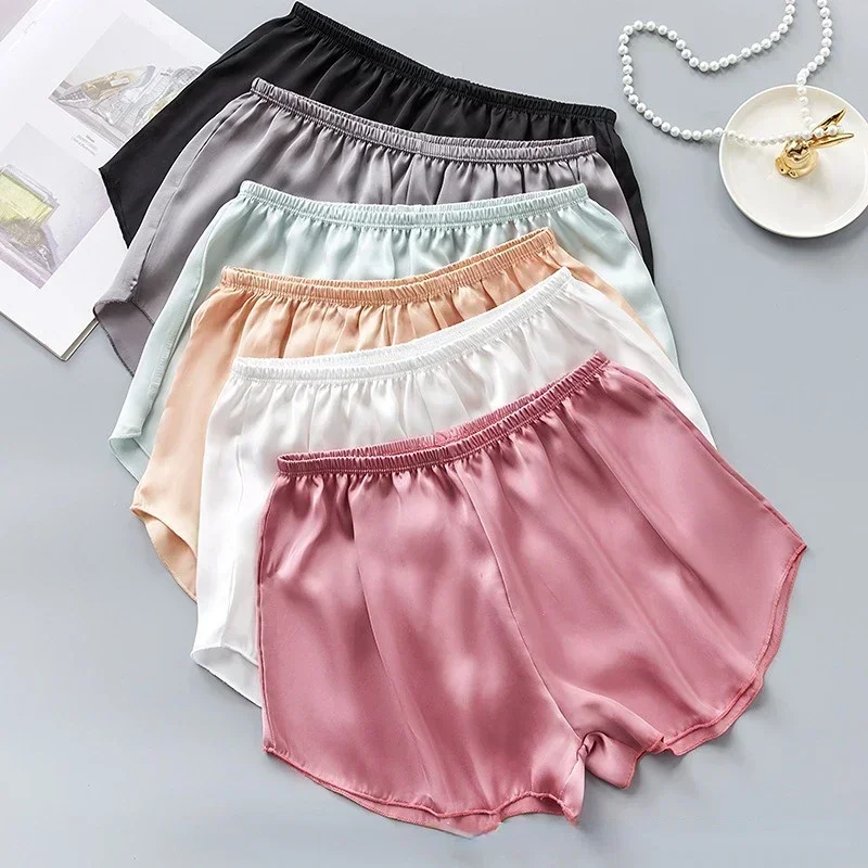 Fashion Safety Pants Ice Silk Boxer Shorts Mid-Rised Seamless Underwear Mid-Rised Intimates Anti-Emptied Ladies Safety Pants