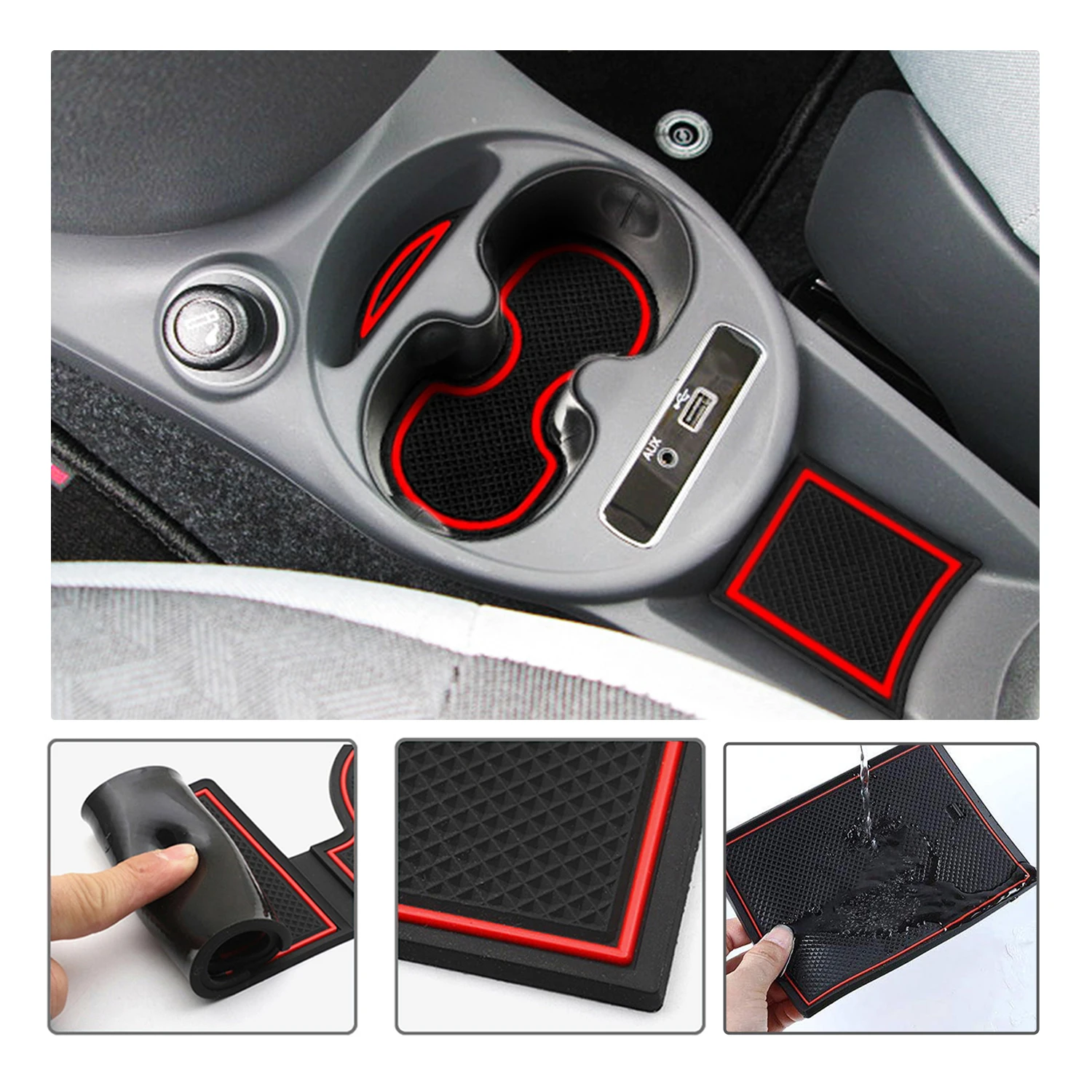 LFOTPP Tür Nut Matte für Fiat 500 2016-2020 / Abarth 595 2017-2021 Auto  Anti-Rutsch-Gummi Tor Slot Pad Auto Interieur Zubehör - AliExpress