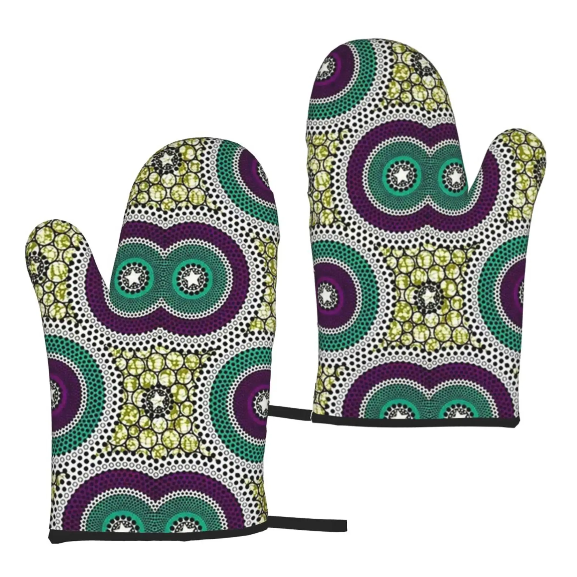 

Vintage Circle Boho Abstrct Design Oven Gloves for Women Men Oven Mitts Set of 2 for Cooking Baking Grilling BBQ One Size