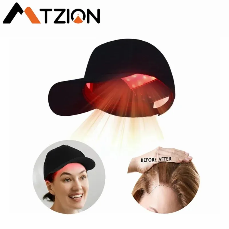 MTZION Hair Growth LED Red Light Therapy Cap Hat Red & Infrared Light Therapy Device for Hair Loss Treatment With Battery
