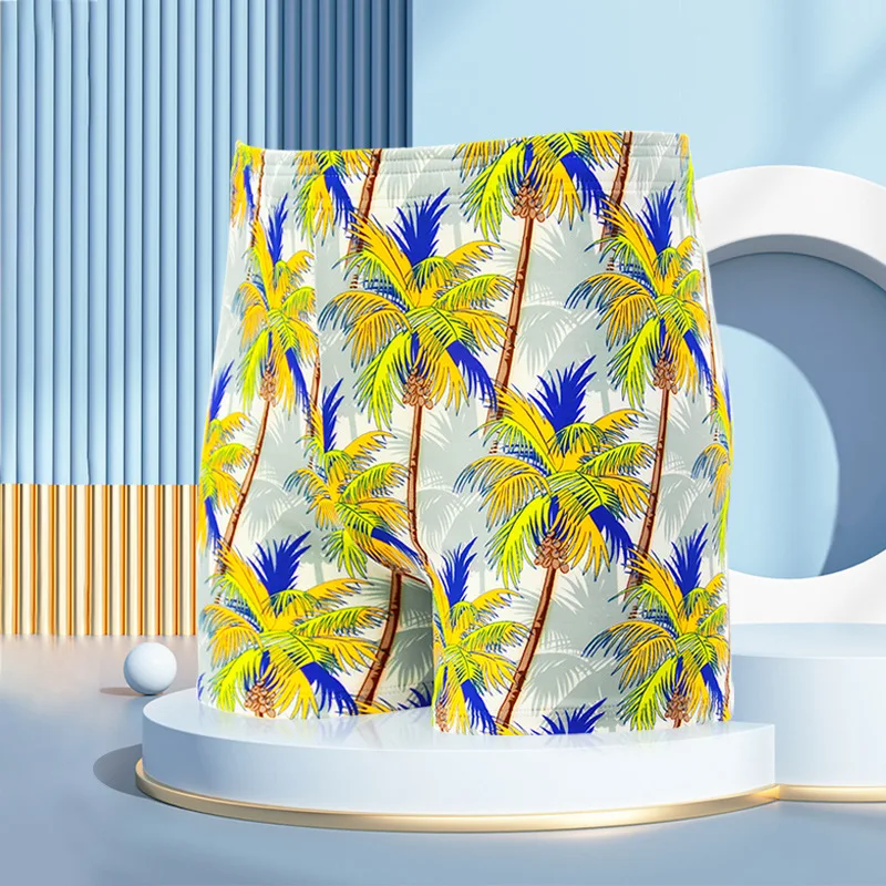 New Fashionable men's printed beach pants quick drying flat angle shorts swimming casual beach vacation swim shorts pants