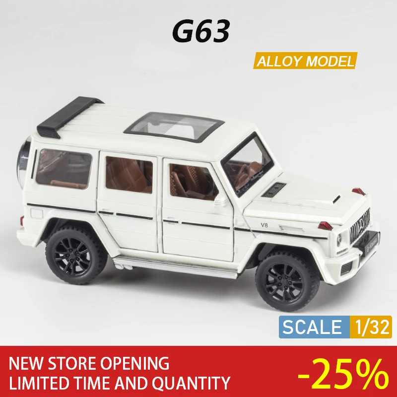 1:32 Benz G63 Alloy Car Model Die-cast Auto Metal Vehicle Toy High Simulation Sound and Light Collection Kids Super Gift motors