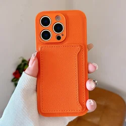 Luxury Litchi Leather Texture Phone Case with Card Holder - Fashion Cover - iPhone 12 Mini (Orange)
