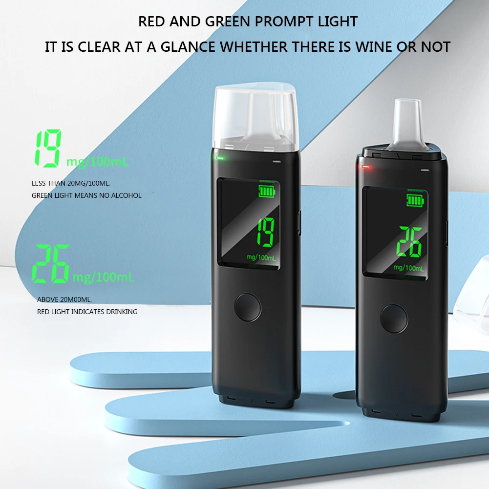 Digital Alcohol Breathalyzer Rechargeable Portable Breath Alcohol Tester with Mouthpieces High Accuracy for Personal Use