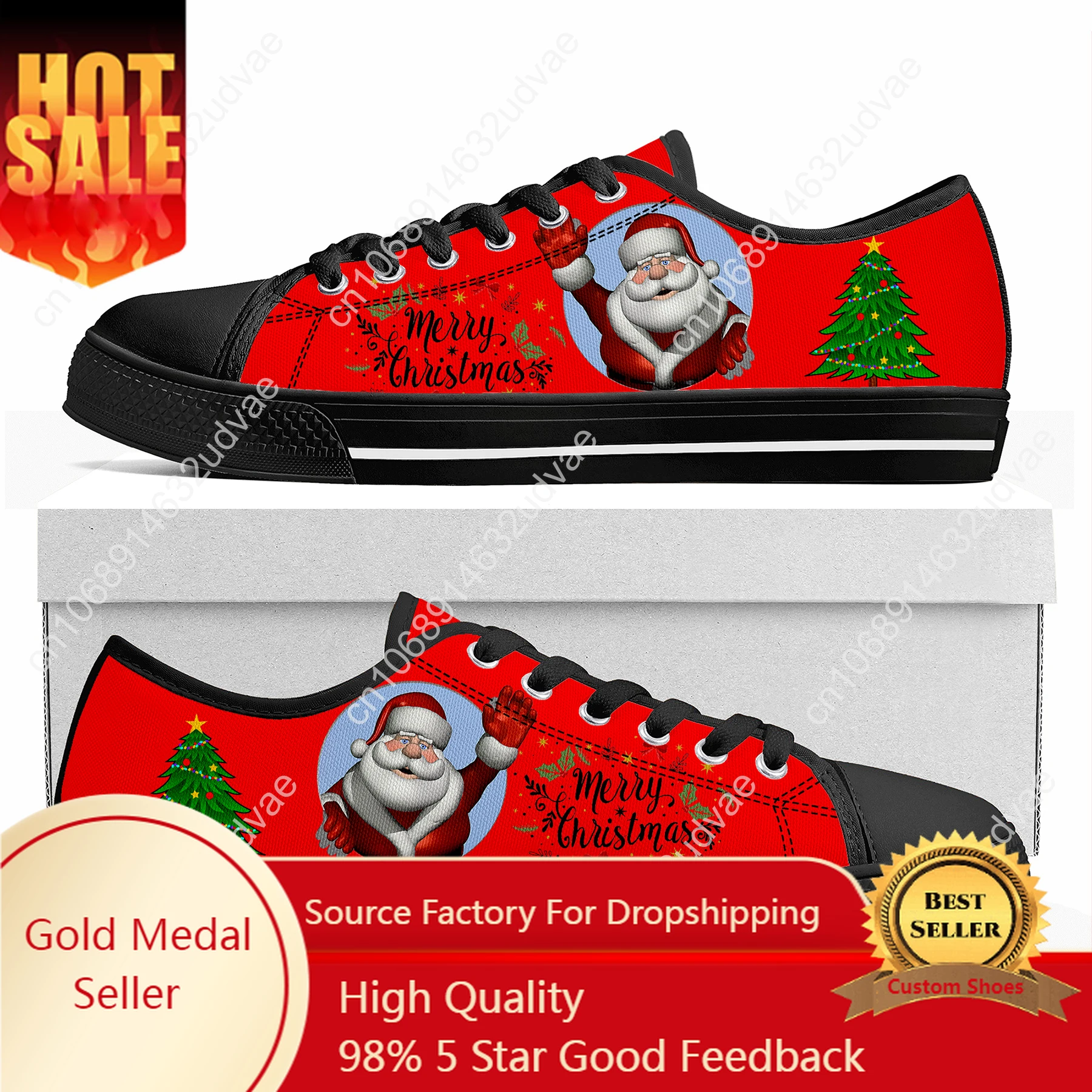 

Дед Мороз Счастливого Рождества Снежинка низкие кроссовки Мужские Женские подростковые холщовые высококачественные кроссовки пара обуви под заказ