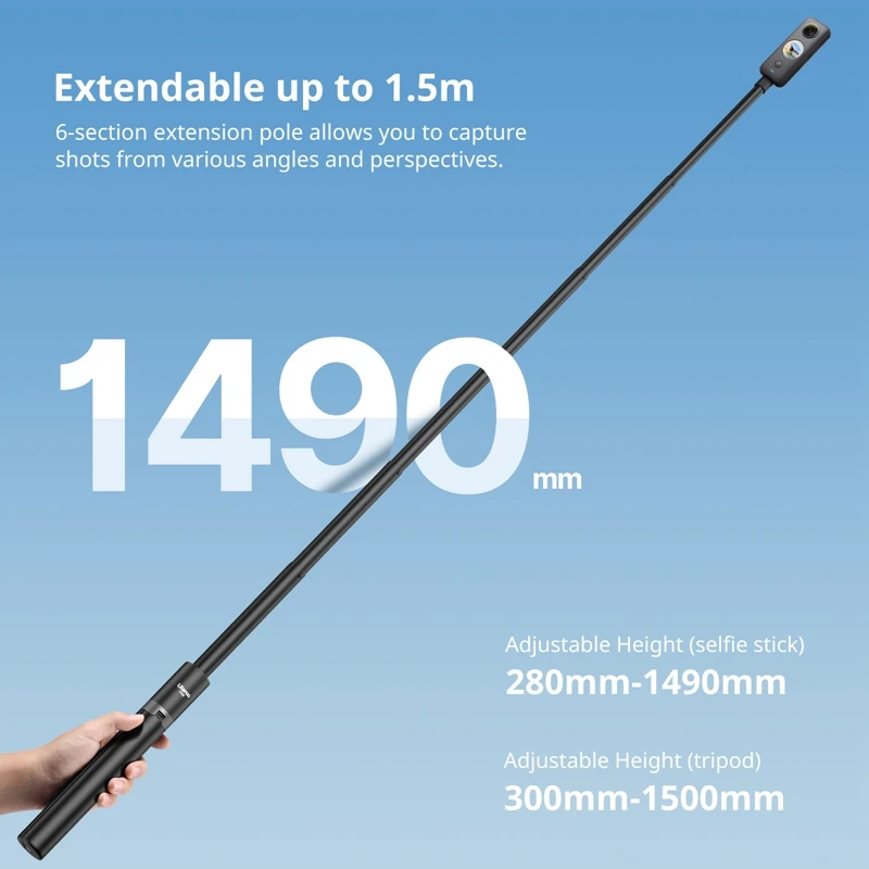 Ulanzi TT52 1.5m Selfie Stick Tripod for Insta360 for Gopro 13 12 6-section Extension Pole for Camera Photography Livestreaming