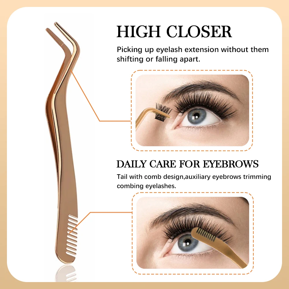 YUANZHIJIE Cluster Lashes Tweezer Comb High Precision Eyelashes Tweezers Makeup Tools Volume Fan Eyelash Extension Nail Art 6