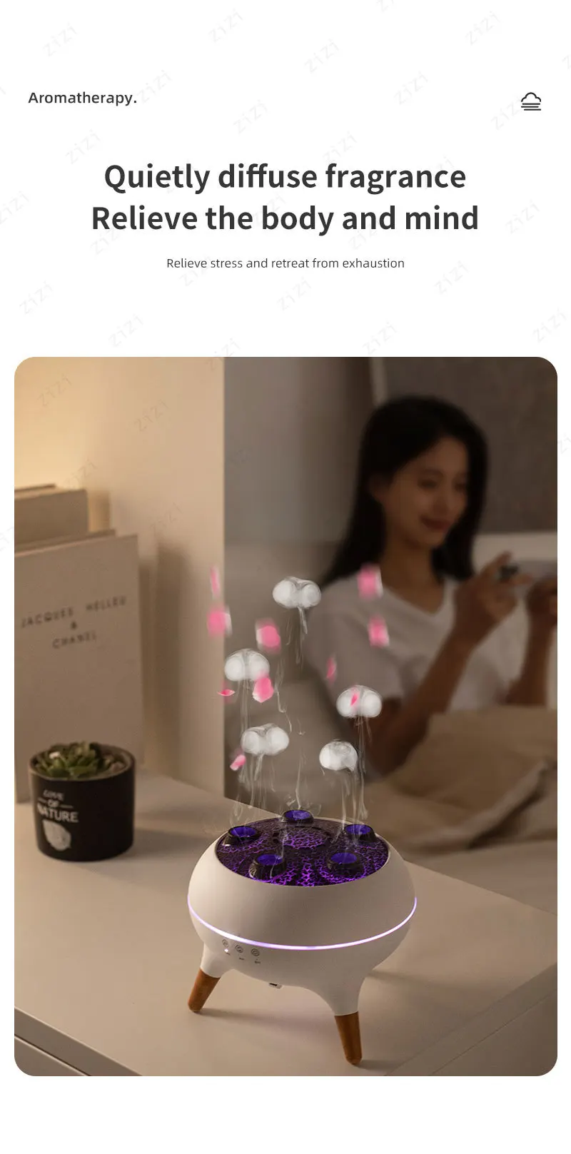 Diffuseur d'arômes humidificateur à ultrasons effet méduse_voghion.com