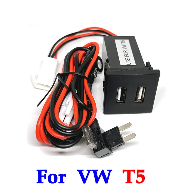 Dual USB Phone Charger Socket 5V LED Light For VW Transporter T5