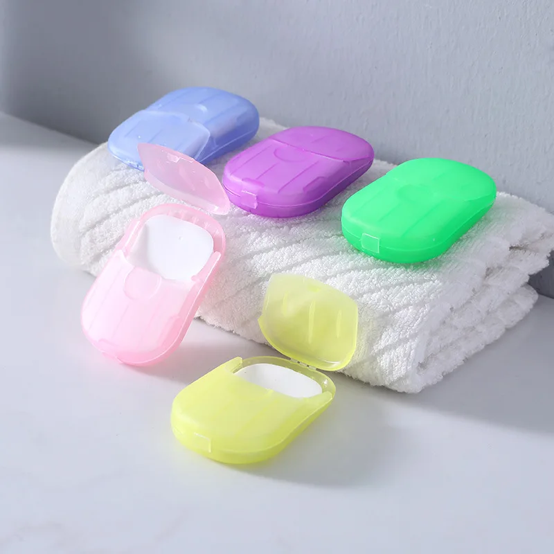

20PCS/Box Bathroom Disposable Soap Paper Travel Soap Paper Washing Hand Bath Clean Scented Mini Paper Slice Soap
