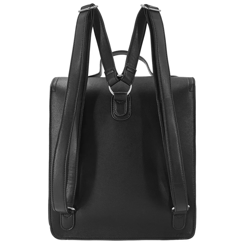 Movie Wednesday Black PU Leather Backpack Women Casual Vintage Schoolbag Student Schoolgirl Fashion Large Capacity Backpack 5