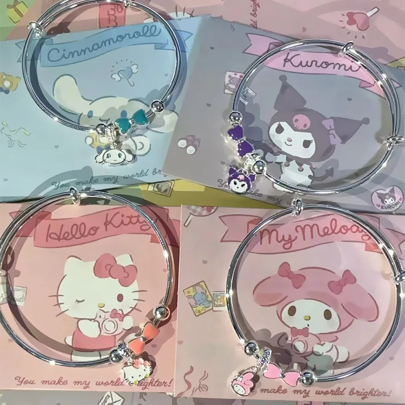 

Hot Sanrio Bracelet Hello Kitty Girl Student Sweet and Cute Girl Heart Jade Gui Dog Melody Kulomi Pendant Bracelet Gifts