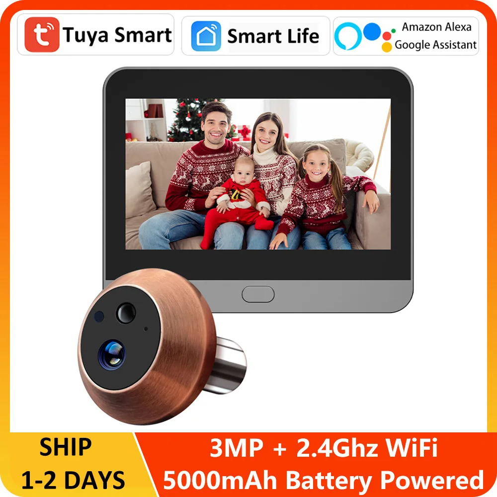 3MP Mini Alexa Google Smart Battery Tuya Video Peephole