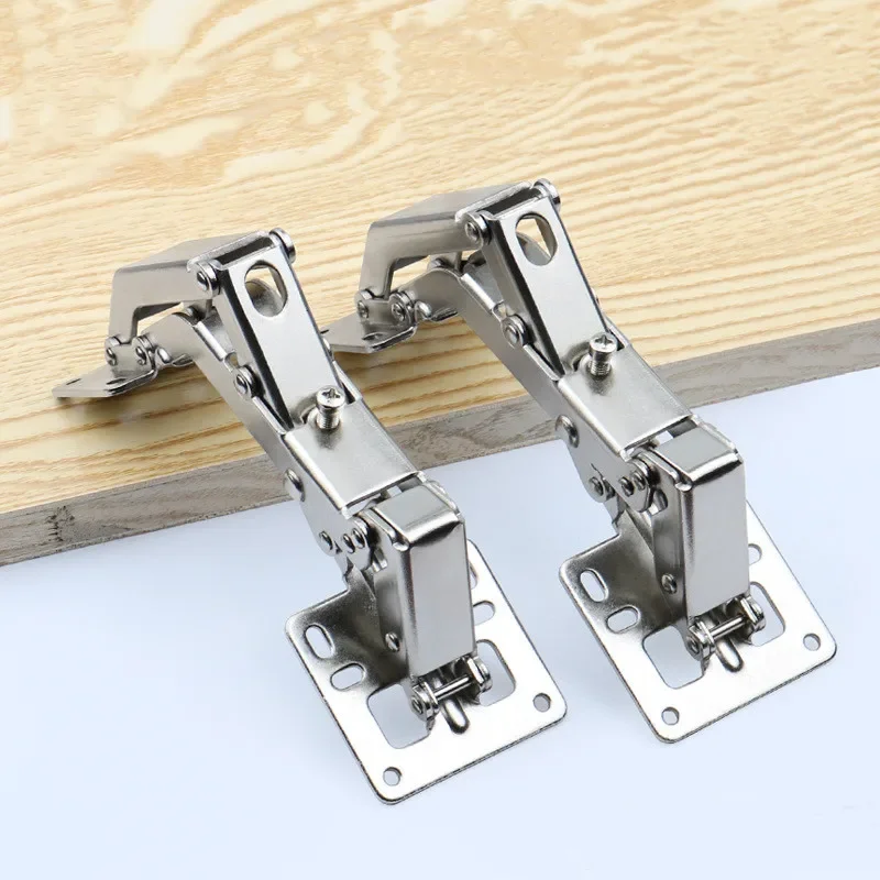 2pcs No-hole Hinged Thick Door Plate with Large Angle Cabinet Wardrobe 175/180 Degree Hinged Hinge Hinge Without Slotting