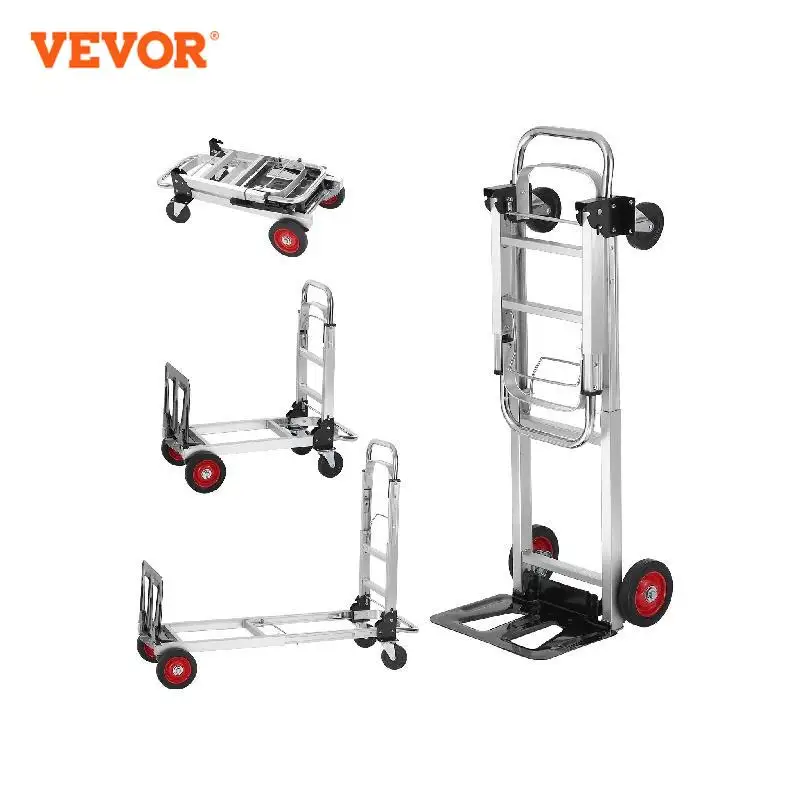 

VEVOR 400 lbs Folding Hand Truck Lightweight Dolly with Wheels Foldable Luggage Utility Cart for Transport Moving in Warehouse