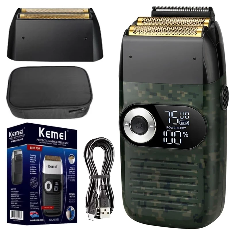 Kemei 2 in 1 Rechargeable Electric Shaver LCD Display Portable Cordless Men Reciprocating Razor Beard Trimmer KM-