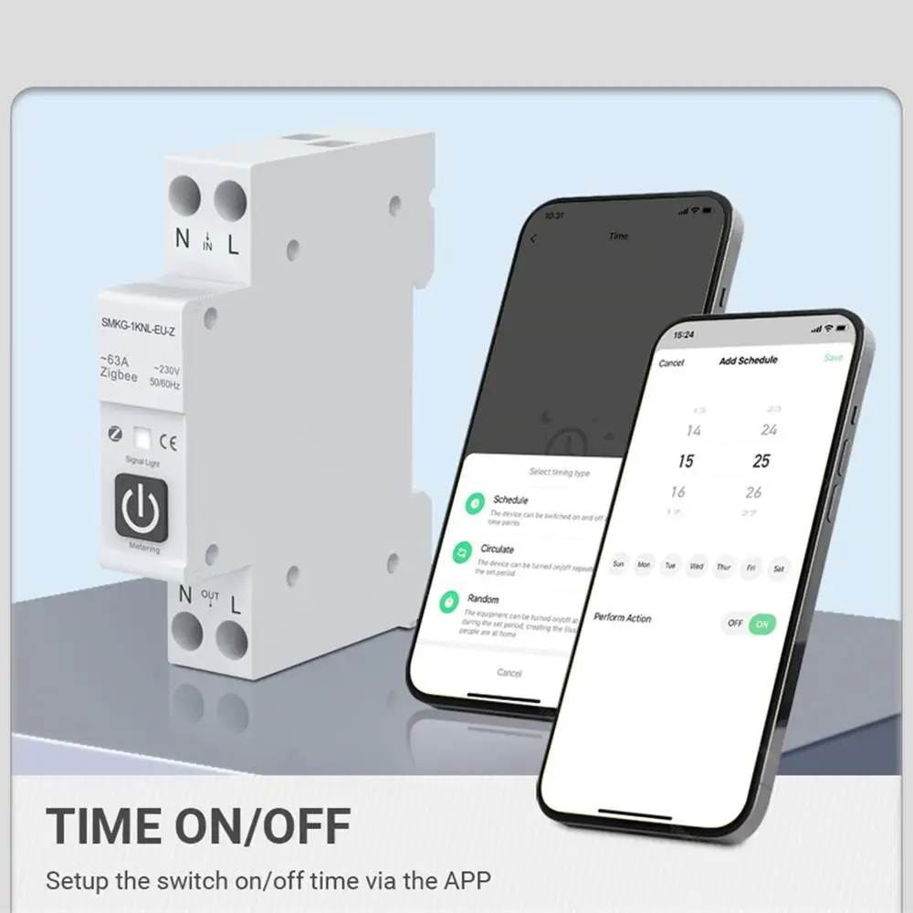

Умный автоматический выключатель Tuya WiFi с измерением 1P 63А, DIN-рейка Smart Life, работа с Alexa Home Яндекс Алисы