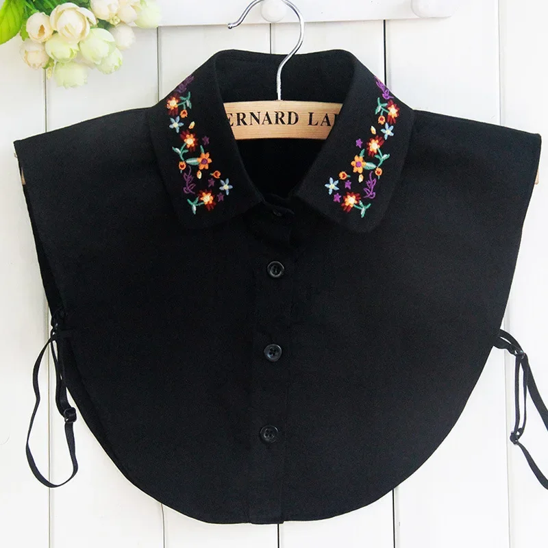 Ladies Women Cotton Detachable Lapel Shirt Fake Collar Floral Embroidered False Blouse Neckwear FS0420 fake collar