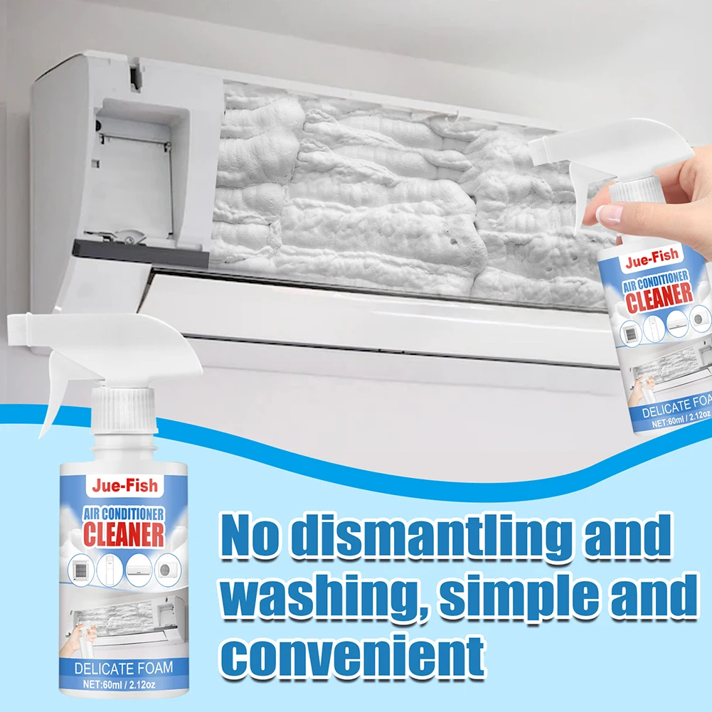 Air Conditioning Cleaner 60ml Foaming Sprayer Air Conditioner Cleaner No Disassembly Wash-free Deodorizer Air Conditioner Coil Condenser Cleaning Tools