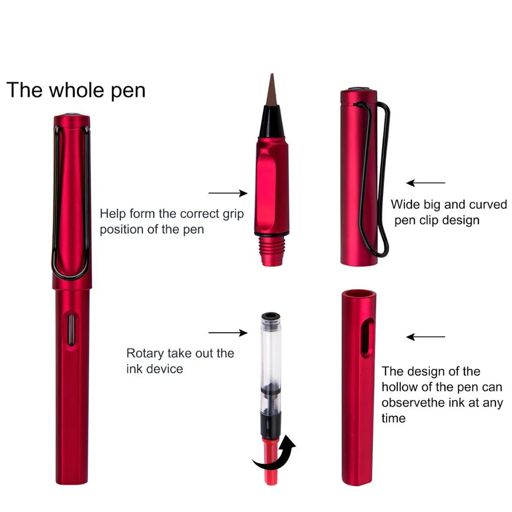 Morandi Fountain Pen Type Calligraphy Brushes Metal Soft Weasel Hair Small Regular Script Brush for Student Painting Writing calligraphy brush
