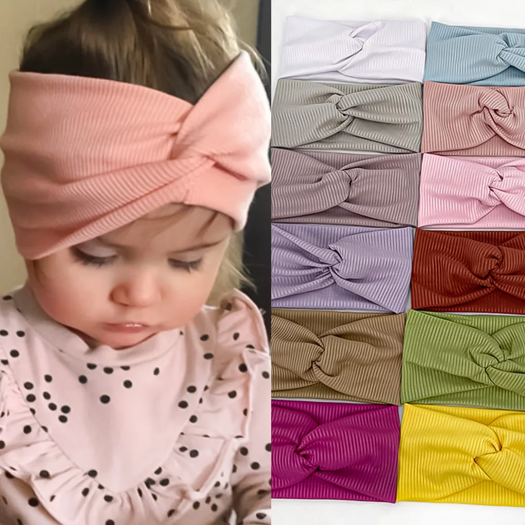 

Wide Knot Baby Headband Girl Headbands Solid Color Kids Knit Hair Bands Baby Girls Hair Accessories Soft Elastic Cotton Baby