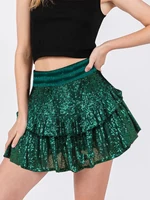 Women Summer Mini Skirt Casual Sparkling Sequins Elastic A-Line Skirt for Beach Vacation Club Streetwear