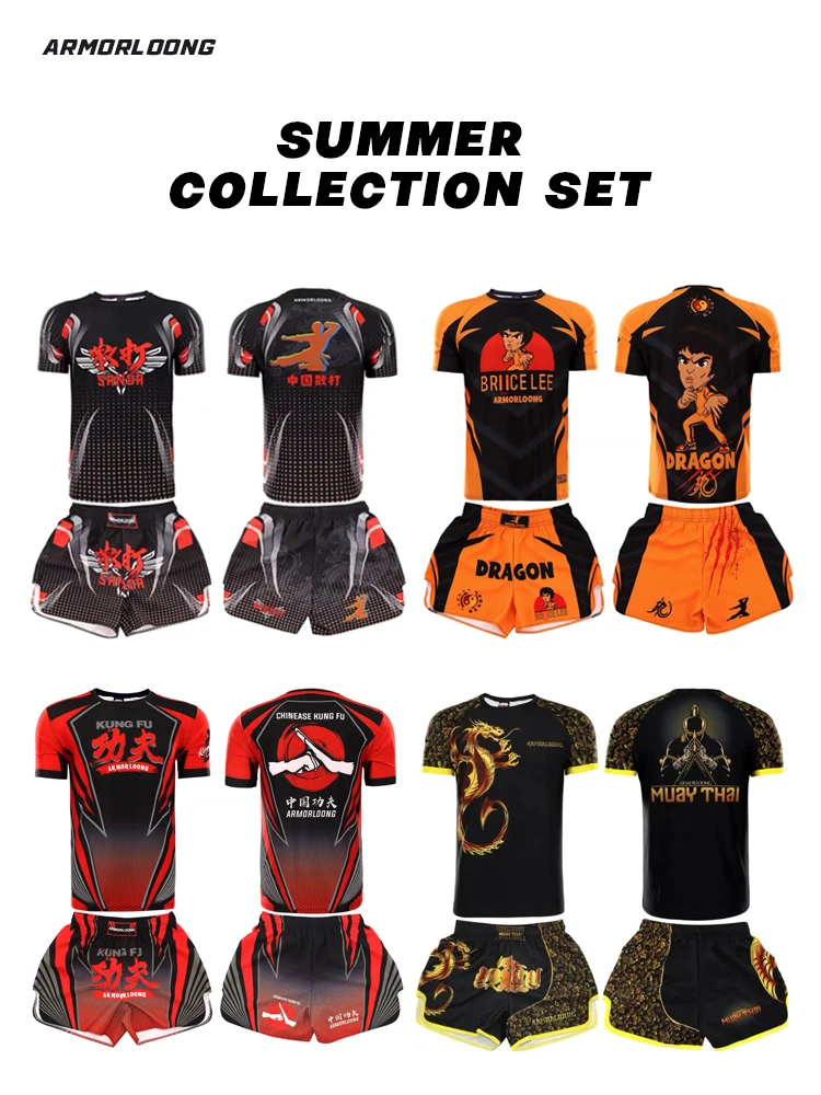 MMA Club Gathering T-shirt Boxing Thai Jujutsu Sports Short Sleeve Sports Pants Gym Set