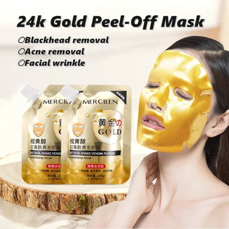 

Retinol Snake Venom Peptide 24k Gold Peeling Mask Oil Control Remove Blackheads Acne Shrink Pores Anti-wrinkle Brightening Skin