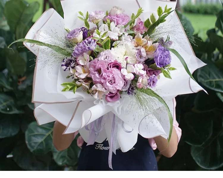 20pcs/lot Golden Border Rose Floral Wrapping Paper Korean Style Semitranparent Gift Wrap Florist Flower Bouquet Wrapping Paper