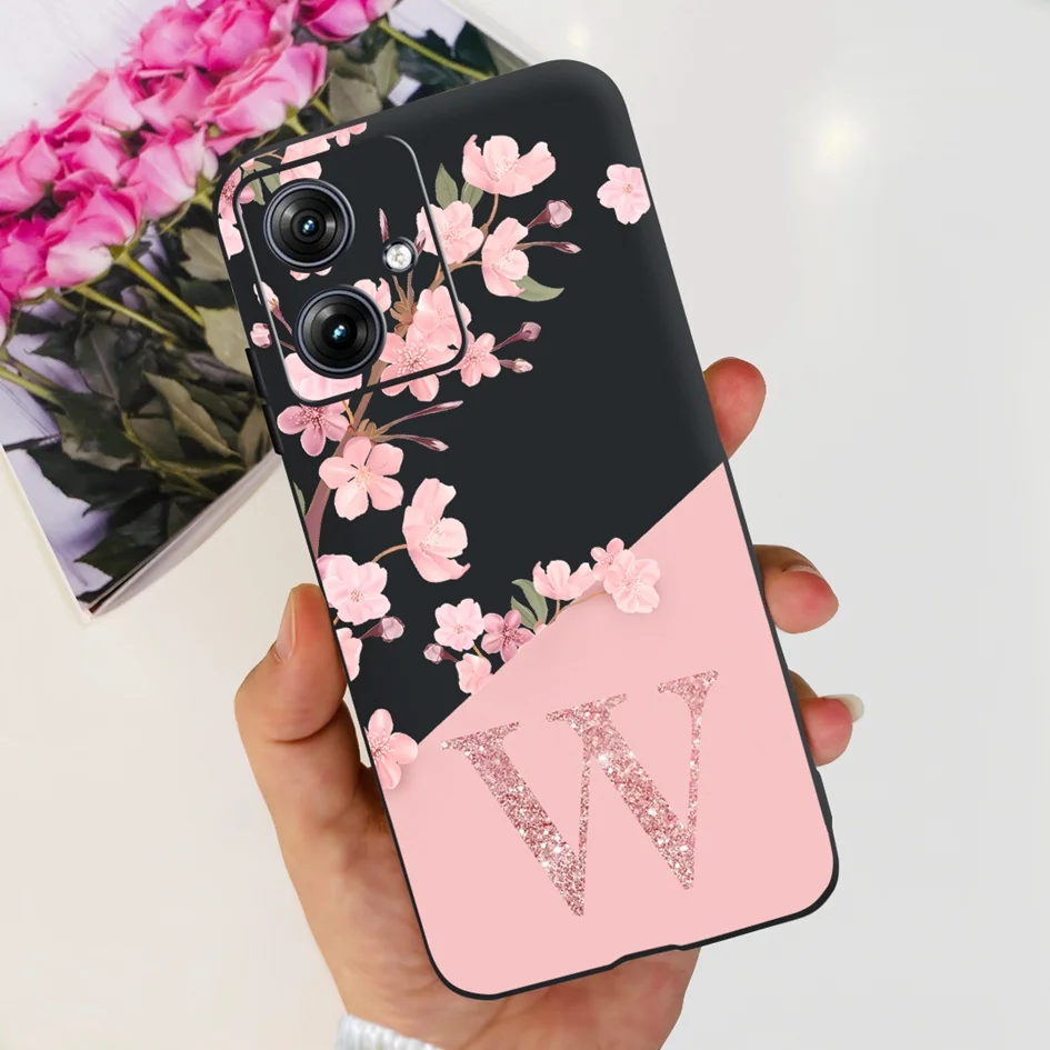 Stylish Flower Letters Soft Couple Phone Cover with Bumper