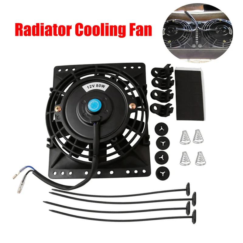 6 Inch Slim 650CFM Radiator Cooling Fans Universal fit Slim Pull Push 12V 80W Direct Replacement Electric Fan with Mount Kit electric fan