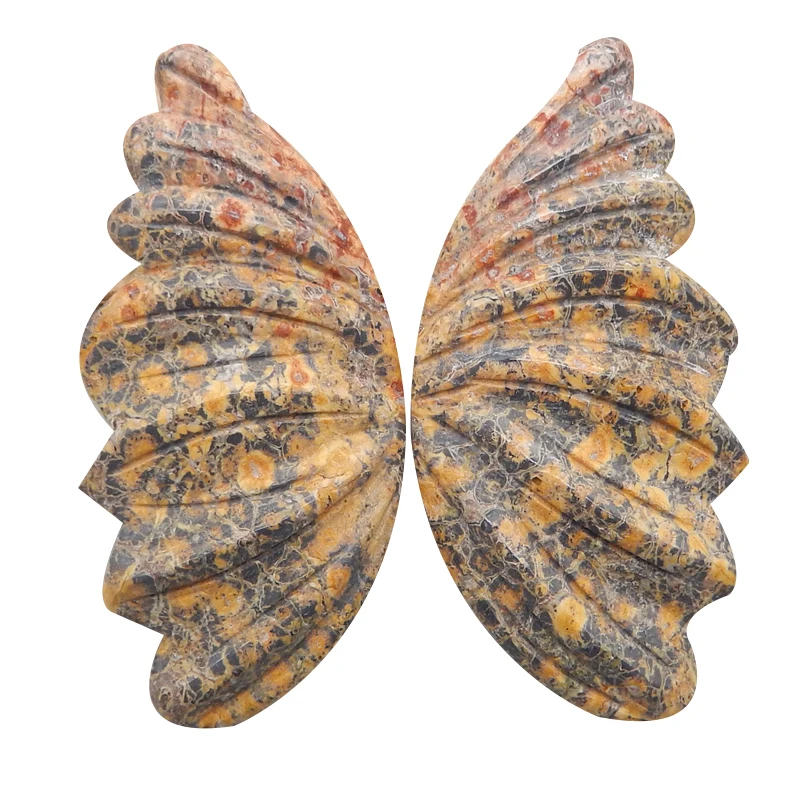 Natural Stone Ocean Jasper Gemstone Carved Butterfly Wings Cabochon Piar,54x25x6mm,16g Fashion Earrings Necklace Accessories