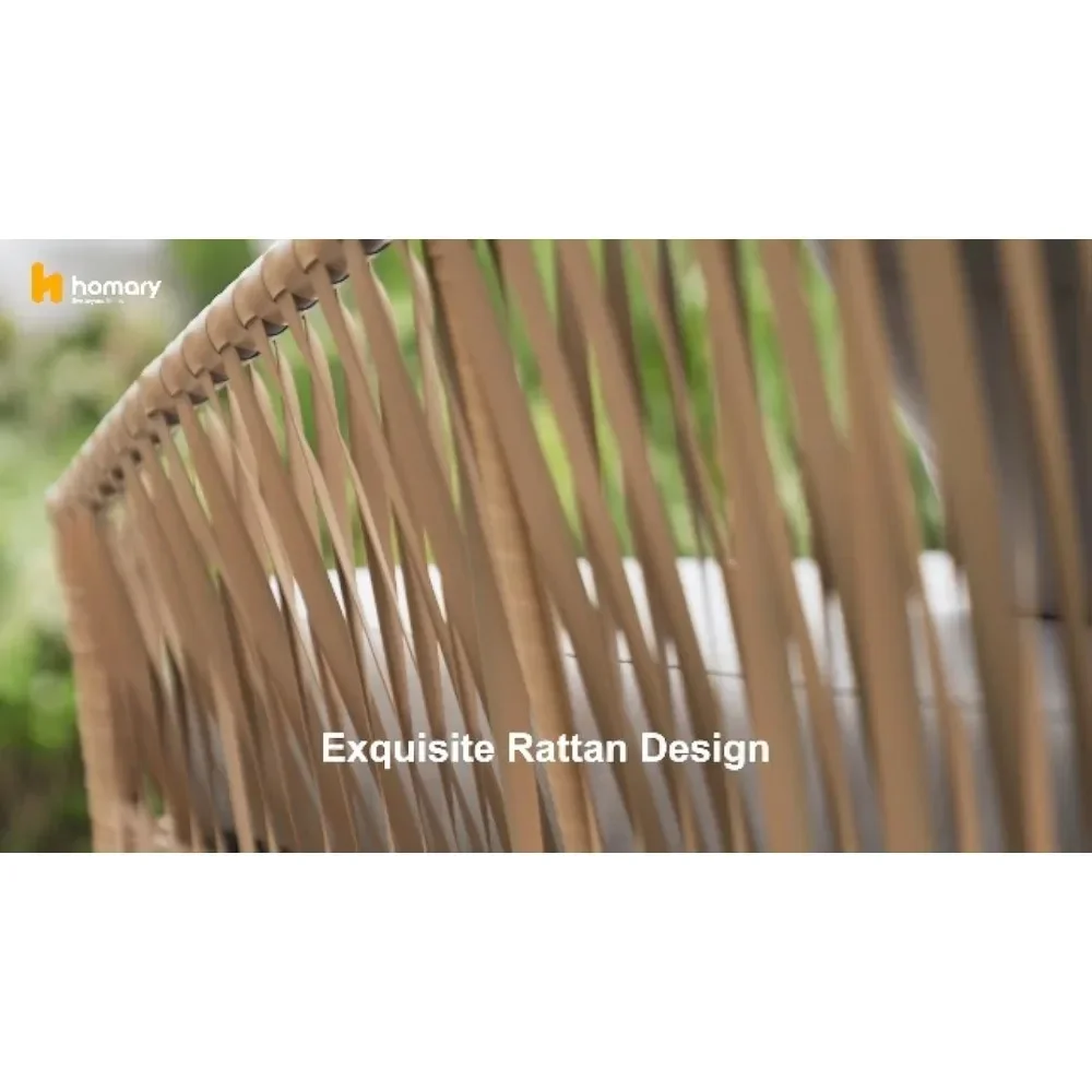 Rattan Patio Outdoor Daybed, Rattan Day Bed with Cushion Pillow & Aluminum Frame Sunbed Sofa Set Patio Loveseat 6