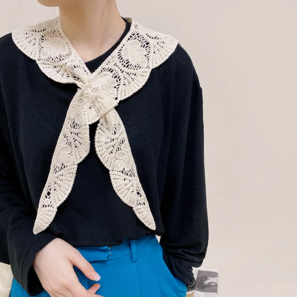 

Girls Solid Color Fake Collars Shawl for Women's Necktie False Collar Female Shirt Shoulder Wraps Detachabel Collar Scarf