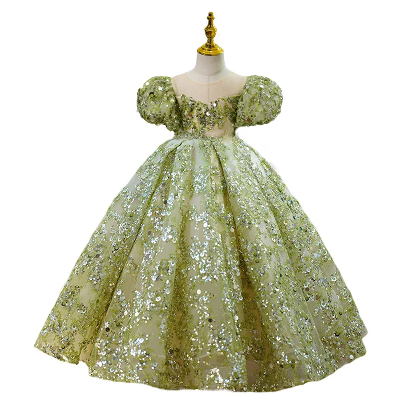 Summer Toddler Baby Girls Sage Green Flower Girl Sequin Dress for Wedding  Birthday Party Bow Dress for 1-14-Year-Old Kids - AliExpress 320