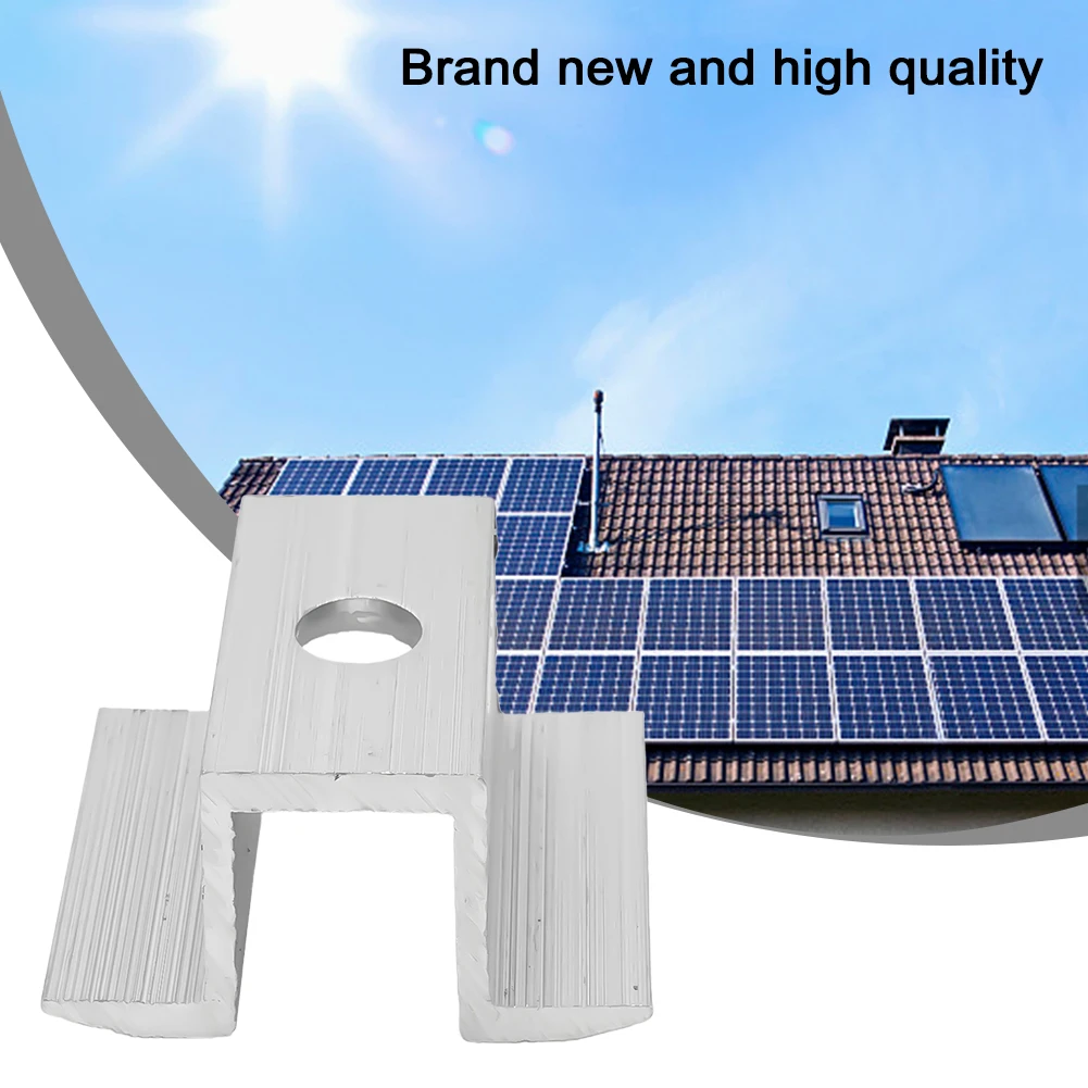 Brand New Solar Middle Clamp 10Pcs Aluminum Alloy Connecting Solar Panel For Frame Height 25-50mm Silver Spare Parts