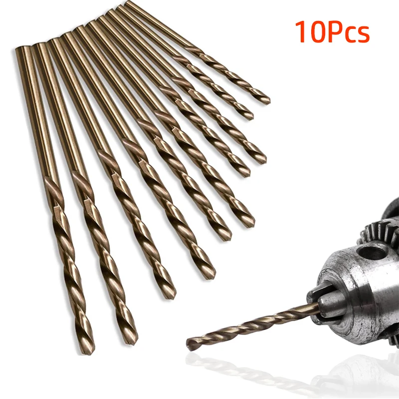 

10PCS Twist Drill Bit Straight Handle High Speed Steel Cobalt M35 Grinding For Stainless Steel Metal Reamer Drill Bit