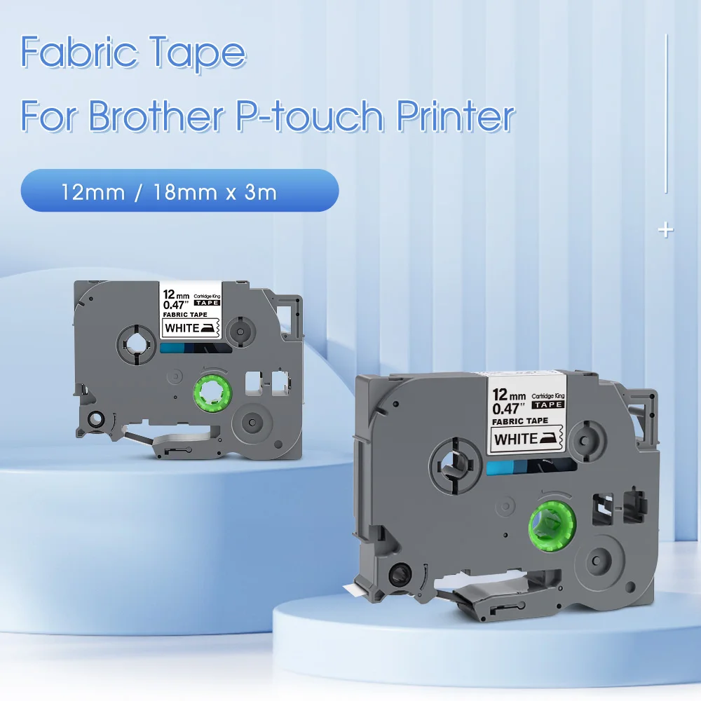 1pcs 12mm 패브릭 테이프 호환 형제 TZC-FA3 흰색 패브릭 천 레이블 형제 P-touch H110 라벨 메이커