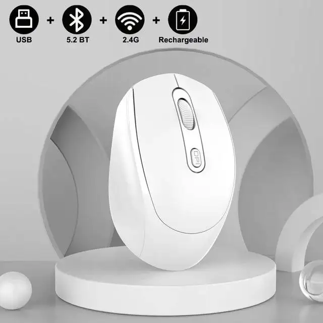 Rechargeable Bluetooth-compatible Wireless Mouse 2.4G Optical Mice with USB RGB 1600DPI Mouse for Computer Laptop PC Mute Mouse