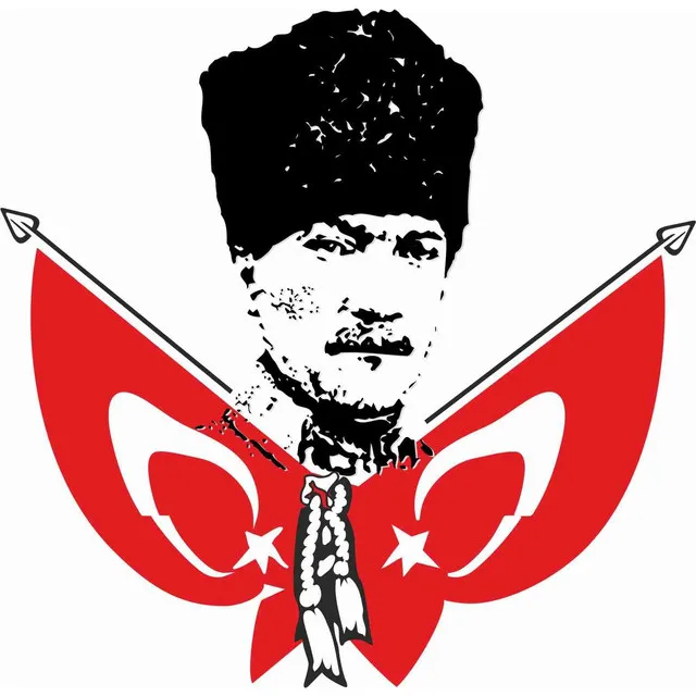 

Ataturk and Turkish Flag Sticker 20 CM Sealing