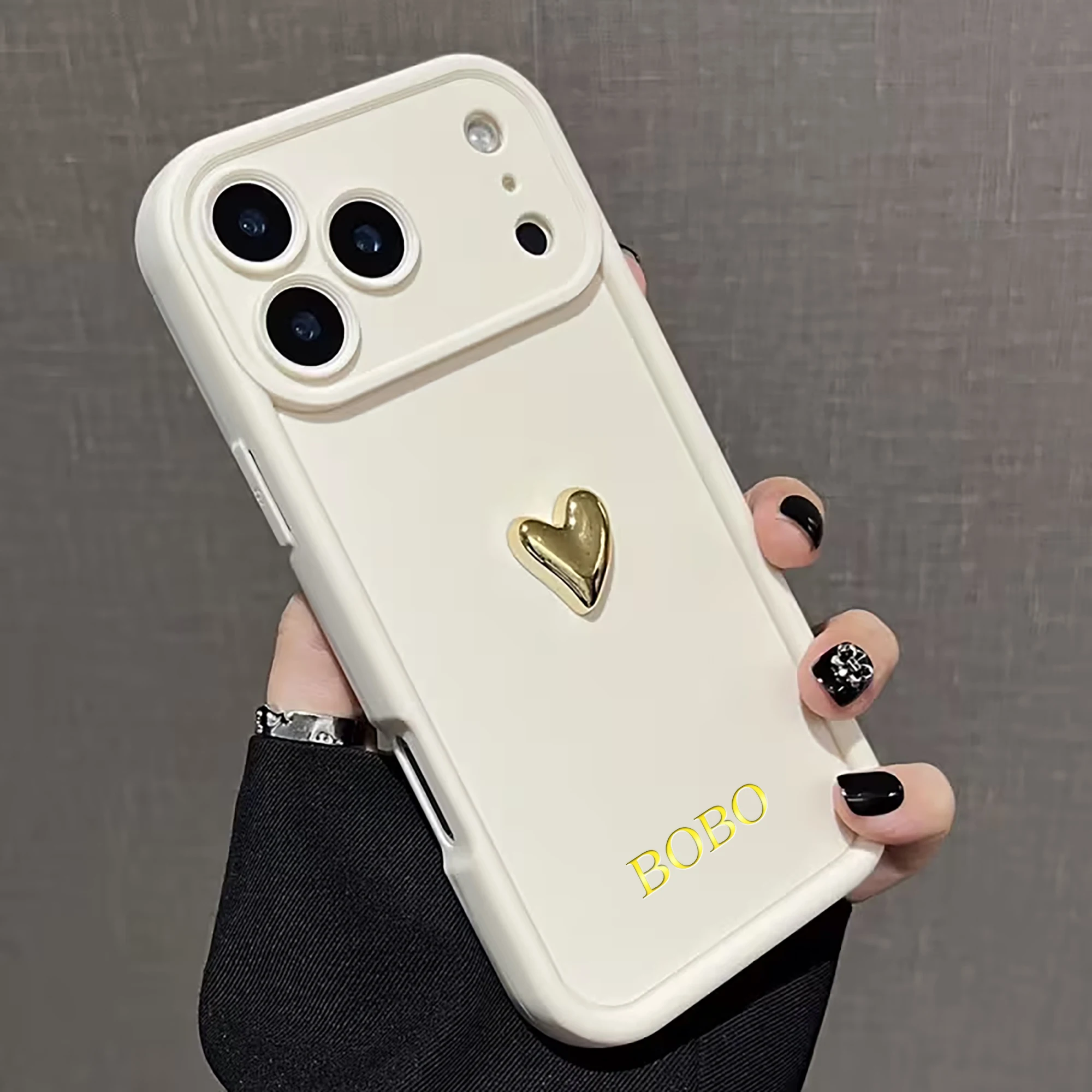 Custom Name TPU Hot Foil Stamping 3D Gold Love Heart thumbnail 1