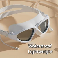 Swimming Goggles Waterproof Anti-fog HD Professional Men Women Large Frame Diving Goggles Ear Plugs Set 1