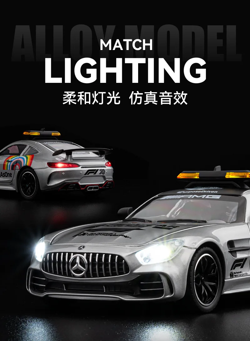 1:24 Mercedes-Benz Amg Gt F1 Safety Car Alloy Car Model Sound And Light Pull Back Toy Car 19 1:24 Mercedes-Benz Amg Gt F1 Safety Car Alloy Car Model Sound And Light Pull Back Toy Car
