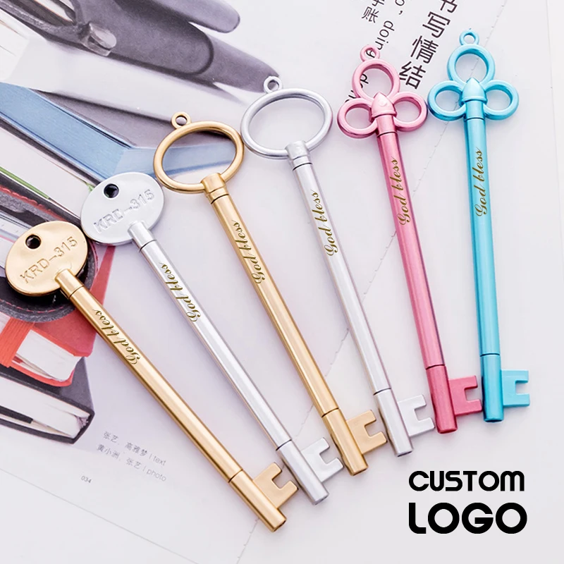 10pcs Customized LOGO Signature Pen Creative Retro Key Styling Gel Pen School Supplies Stationery Cute Gift Pen Laser Lettering 60pcs sanrio hellokitty gel pens cute kt cat neutral signature pen writeing roller ball pen school supplies stationery wholesale