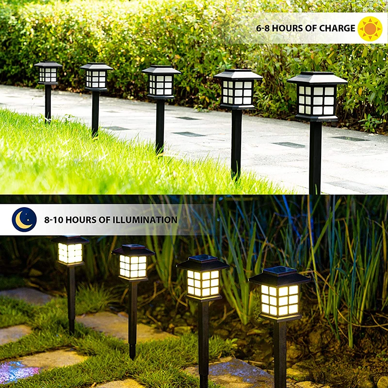 2/4/6/8/10/12Pcs Solar LED Pathway Lights Outdoor Waterproof Walkway Garden Deco