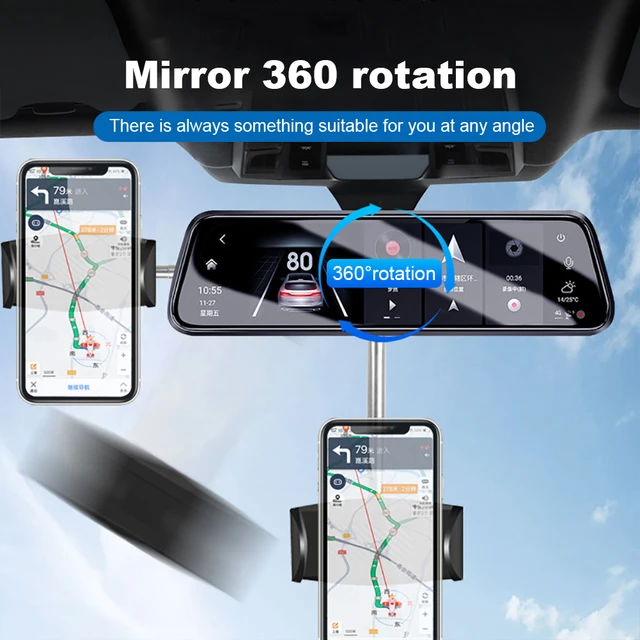 Support de téléphone portable pour voiture avec câble rotatif et  rétractable, Support pour rétroviseur, enregistreur de conduite DVR/GPS,  nouveau - AliExpress