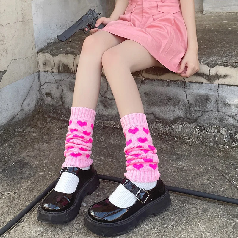 Lolita Girls Rainbow Leg Warmers JK Girls Winter Keep Warm Long Socks leg warmers
