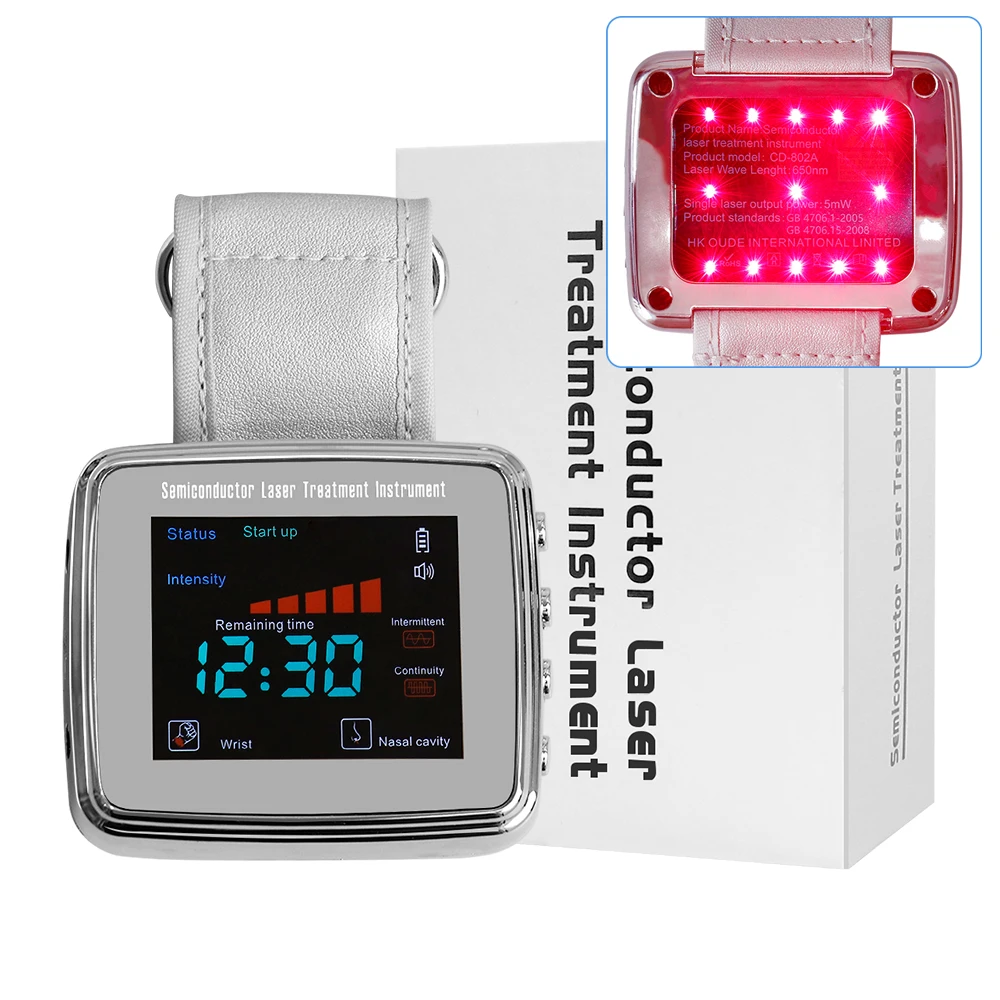 13Holes 650nm Laser LLLT Wrist Watch For Therapy Hypertension Nose Rhinitis Sinusitis Diabetes Cholesterol Treatment Diode Watch