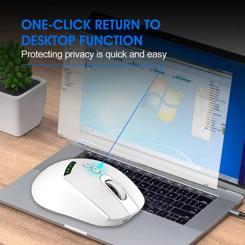 Dual Mode Wireless Bluetooth Mouse with Silent Click, Adjustable DPI & Rechargeable Battery Display