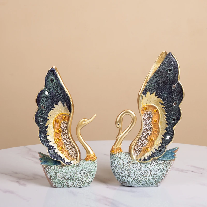 

Modern Decor Exquisite A Couple of Swan Art Statue Home Decor Sculpture Extravagance Ornaments Wedding Gifts for Friends Lovers